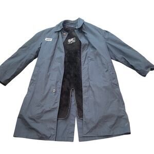 English Squire Navy Blue Trench Coat w/ Liner, 1980s, USA Made ,36, w/ Seam Tear